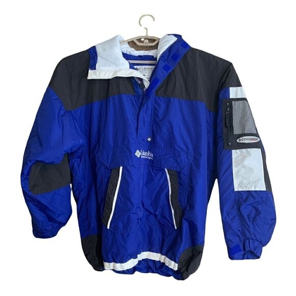 Columbia Blue Back White Puffer Insulated Coat Jacket Size L Large Nylon… - Picture 1 of 9